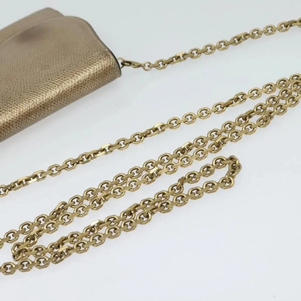 Christian Dior Saddle Chain Wallet Leather Brown Gold Auth hk2524 - Picture 8 of 16